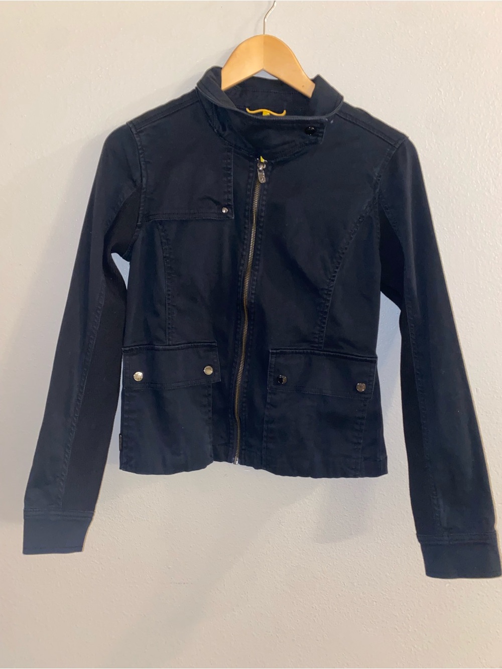 Lolë Black Cotton Canvas Moto Field Jacket - Size 6